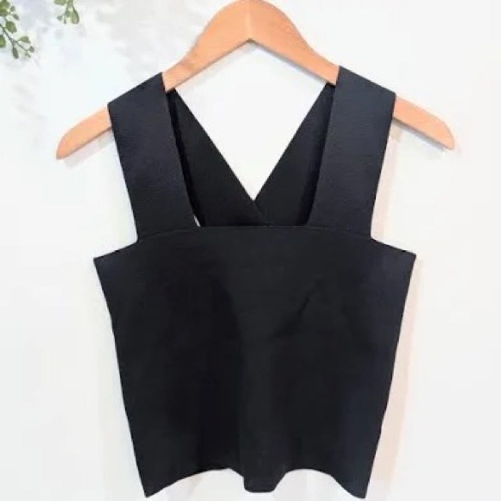 BY HOUSE OF HARLOW 1960 BLACK RIBBED SQUARE NECK WELL MADE TOP!❤️📦 - Picture 5 of 7